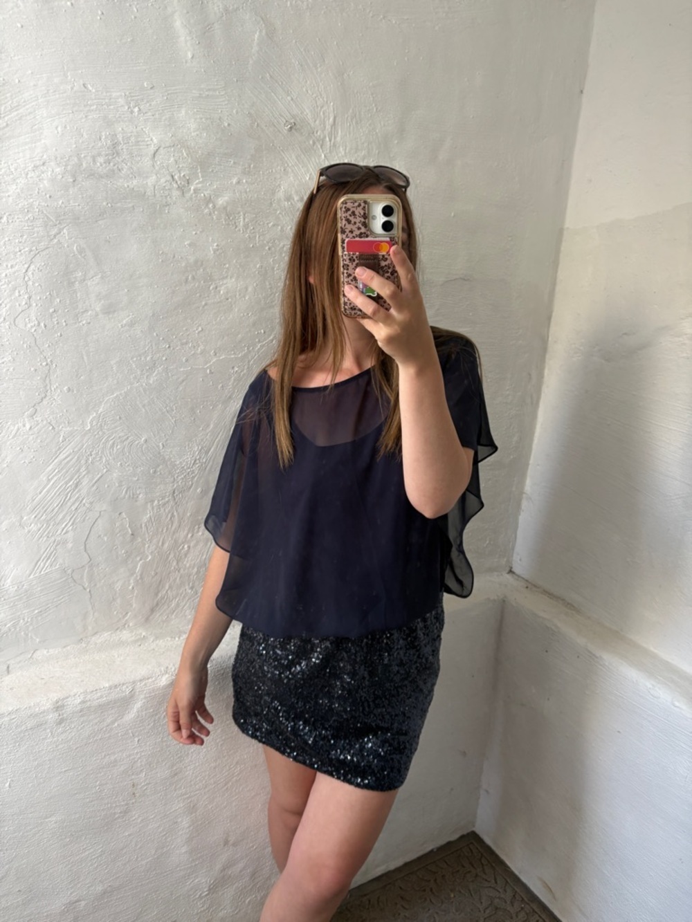 Xscape cocktail chiffon capelet overlay dress - Picture 12 of 12